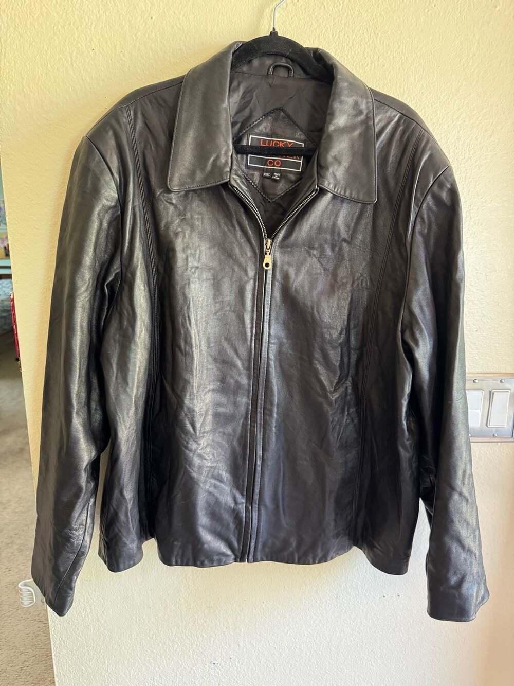 Lucky Leather Co. Men's Genuine Leather Jacket Black Size XXL M115